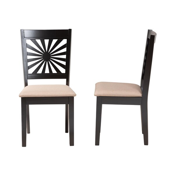 Baxton Studio Olympia Modern Beige Fabric and Espresso Brown Finished Wood 2-Piece Dining Chair Set - 231-2PC-13180-ZORO