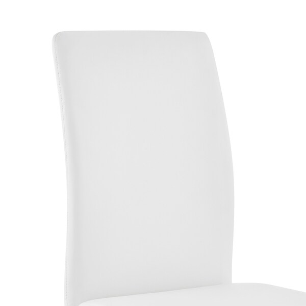 Armen Living Amanda Contemporary Side Chair in White Faux Leather and Chrome Finish - Set of 2 - LCAMSIWH
