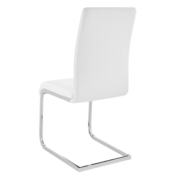Armen Living Amanda Contemporary Side Chair in White Faux Leather and Chrome Finish - Set of 2 - LCAMSIWH