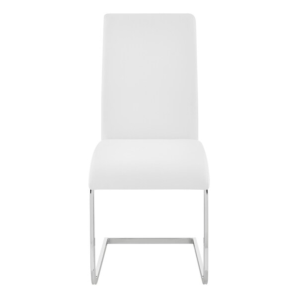 Armen Living Amanda Contemporary Side Chair in White Faux Leather and Chrome Finish - Set of 2 - LCAMSIWH