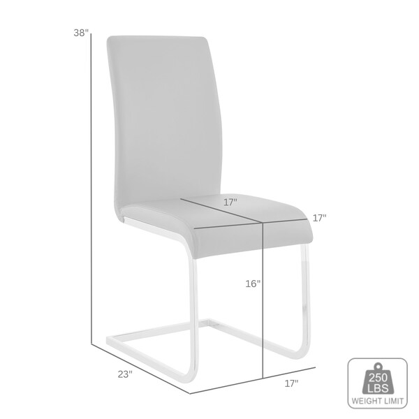 Armen Living Amanda Contemporary Side Chair in White Faux Leather and Chrome Finish - Set of 2 - LCAMSIWH