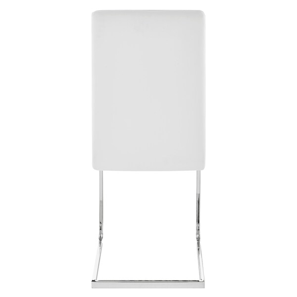 Armen Living Amanda Contemporary Side Chair in White Faux Leather and Chrome Finish - Set of 2 - LCAMSIWH