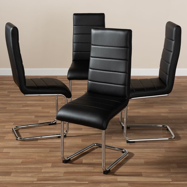 Baxton Studio Marlys Modern Black Faux Leather Upholstered Dining Chair - 146-8796