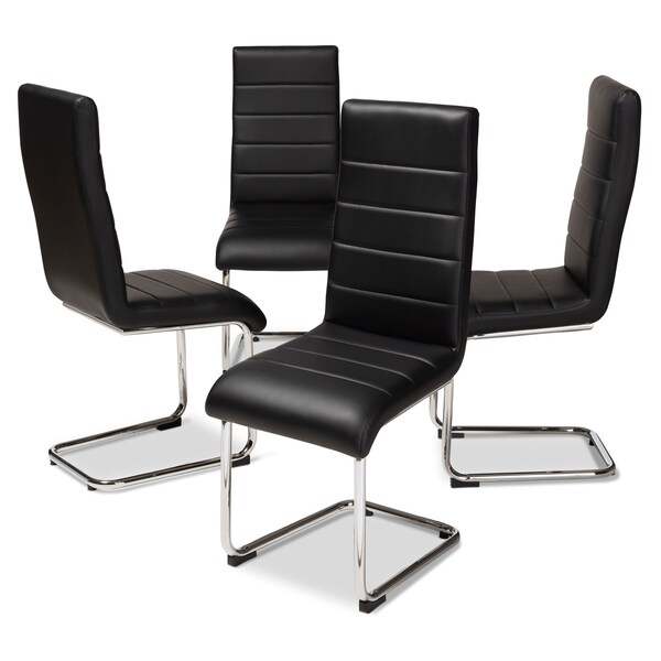 Baxton Studio Marlys Modern Black Faux Leather Upholstered Dining Chair - 146-8796