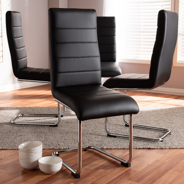 Baxton Studio Marlys Modern Black Faux Leather Upholstered Dining Chair - 146-8796