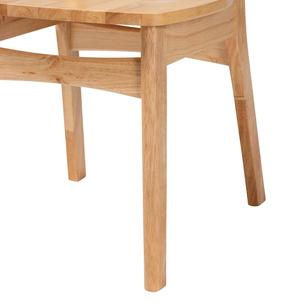 Baxton Studio Tadeo Mid-Century Modern Oak Brown Finished Wood and Rattan 2-Piece Dining Chair Set, PR - 239-2PC-13415-ZORO