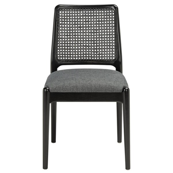 Safavieh Reinhardt Rattan Dining Chair, Black & Grey, 2PK - DCH8800C-SET2