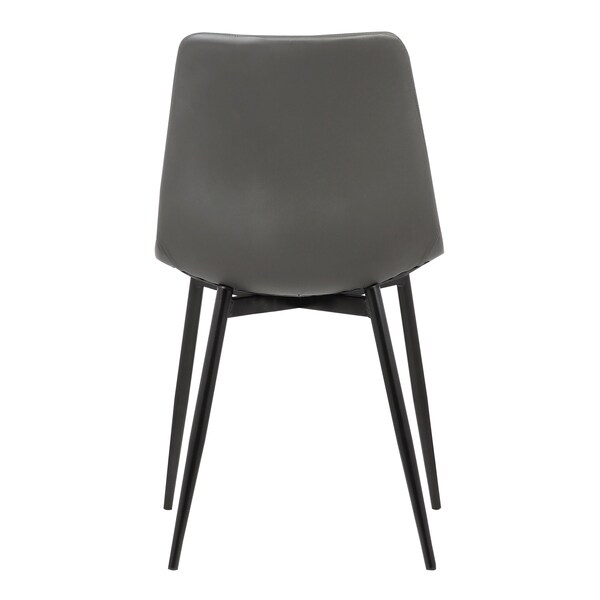 Armen Living Monte Contemporary Dining Chair in Gray Faux Leather with Black Metal Legs - LCMOCHGREY