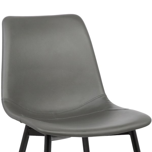 Armen Living Monte Contemporary Dining Chair in Gray Faux Leather with Black Metal Legs - LCMOCHGREY