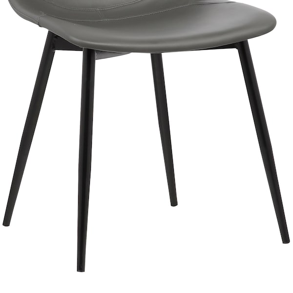 Armen Living Monte Contemporary Dining Chair in Gray Faux Leather with Black Metal Legs - LCMOCHGREY