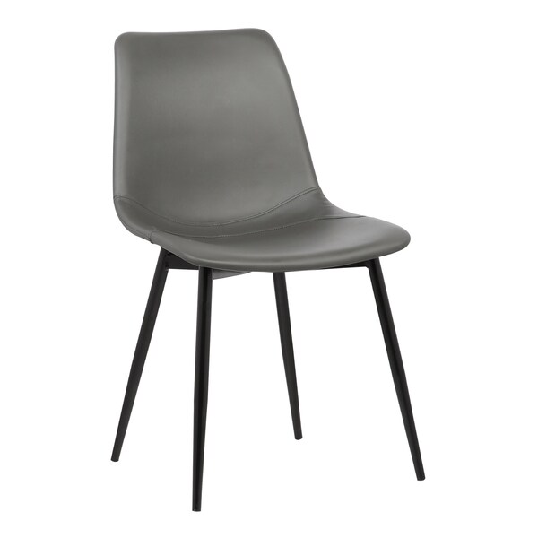 Armen Living Monte Contemporary Dining Chair in Gray Faux Leather with Black Metal Legs - LCMOCHGREY
