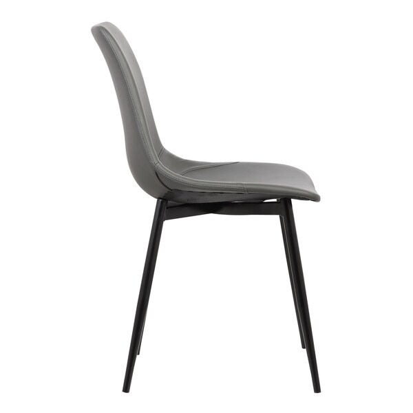 Armen Living Monte Contemporary Dining Chair in Gray Faux Leather with Black Metal Legs - LCMOCHGREY