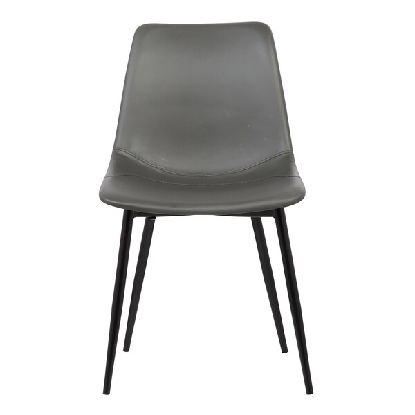 Armen Living Monte Contemporary Dining Chair in Gray Faux Leather with Black Metal Legs - LCMOCHGREY