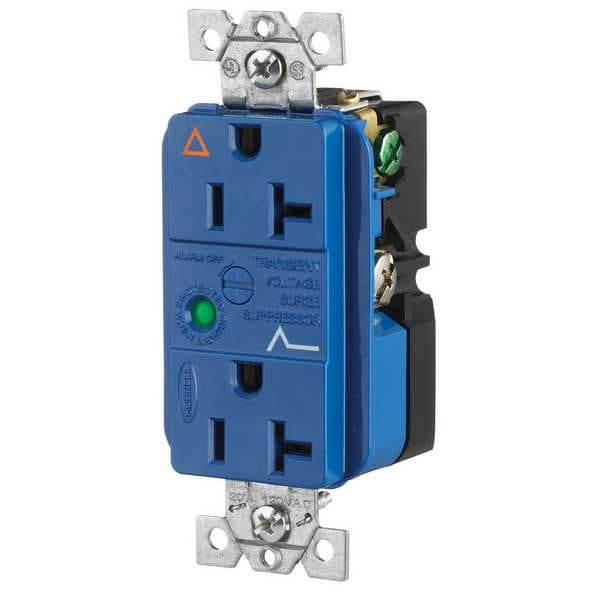 Hubbell Receptacle, 20 A Amps, 125V AC, Flush Mount, Decorator Duplex Outlet, 5-20R, Blue - IG5362SA