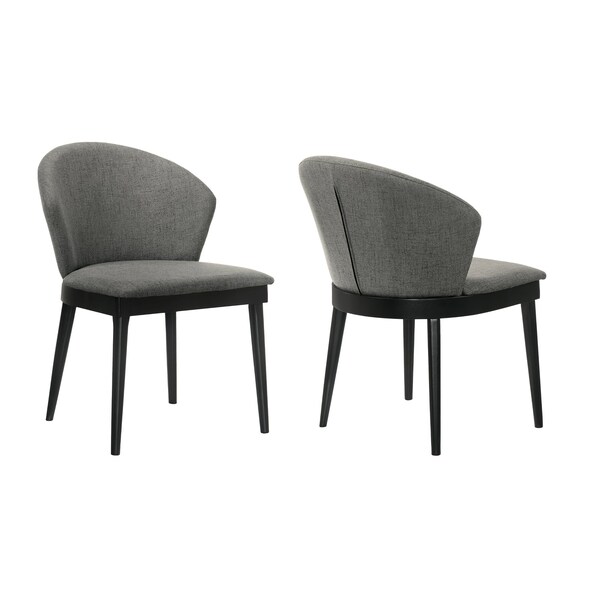 Armen Living Juno Charcoal Fabric and Black Wood Dining Side Chairs - Set of 2 - LCJNSIBLCH