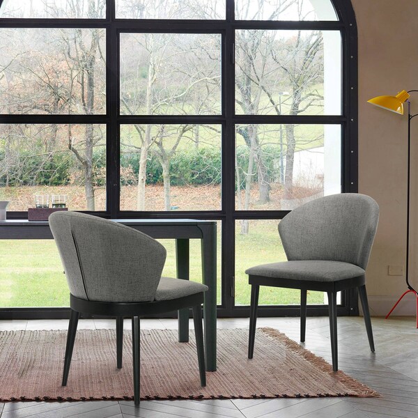 Armen Living Juno Charcoal Fabric and Black Wood Dining Side Chairs - Set of 2 - LCJNSIBLCH