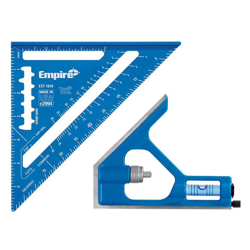 Empire 7 in. Laser Etched Aluminum Rafter Square with 12 in. Combination Square (2-Piece) - e2994-E250