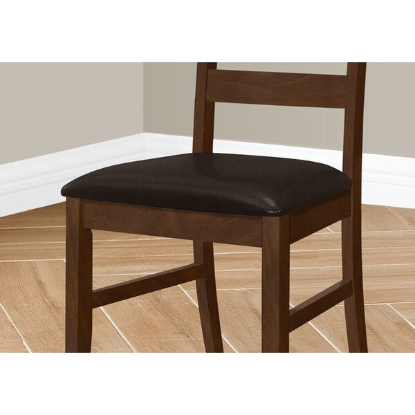 Monarch Specialties Dining Chair, 37 in. Height, Set Of 2, Dining Room, Kitchen, Side, Upholstered, Brown Solid Wood - I 1372