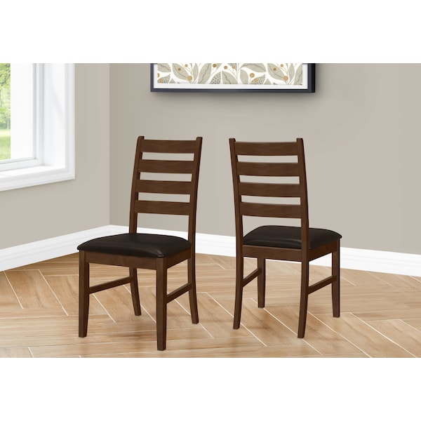 Monarch Specialties Dining Chair, 37 in. Height, Set Of 2, Dining Room, Kitchen, Side, Upholstered, Brown Solid Wood - I 1372
