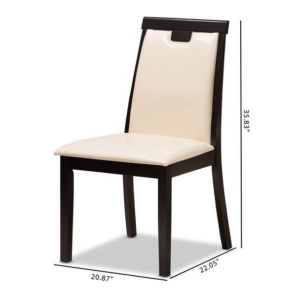 Baxton Studio Beige Faux Leather Upholstered and Brown Finished Dining Chair, PK2 - 142-8033