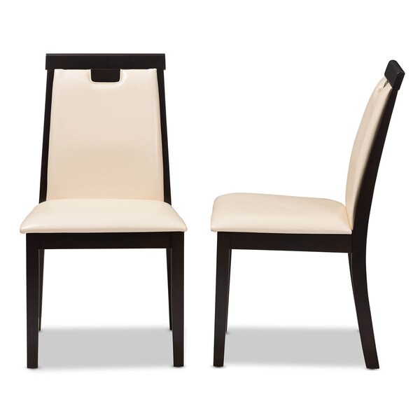 Baxton Studio Beige Faux Leather Upholstered and Brown Finished Dining Chair, PK2 - 142-8033