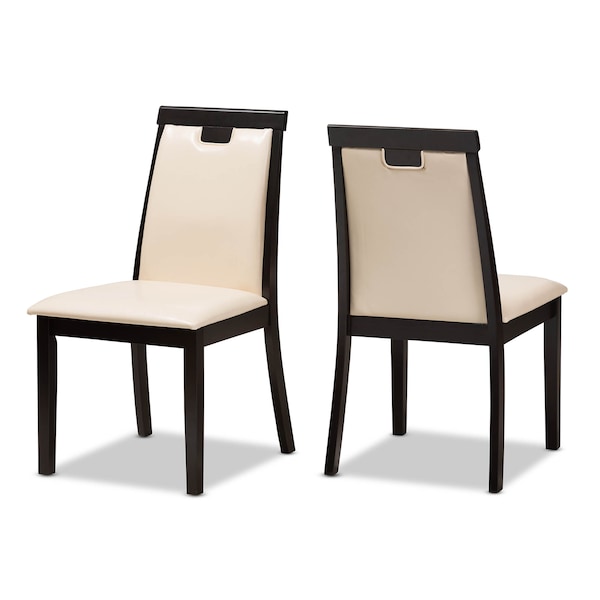 Baxton Studio Beige Faux Leather Upholstered and Brown Finished Dining Chair, PK2 - 142-8033