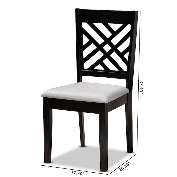 Baxton Studio Caron Grey Upholstered Espresso Wood 2-Piece Dining Chair Set - 162-10526