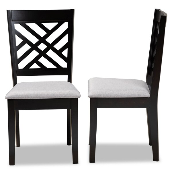 Baxton Studio Caron Grey Upholstered Espresso Wood 2-Piece Dining Chair Set - 162-10526