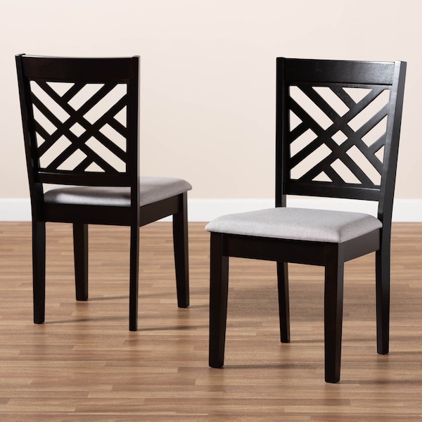 Baxton Studio Caron Grey Upholstered Espresso Wood 2-Piece Dining Chair Set - 162-10526