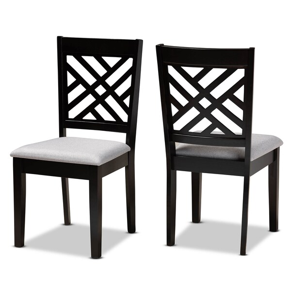 Baxton Studio Caron Grey Upholstered Espresso Wood 2-Piece Dining Chair Set - 162-10526