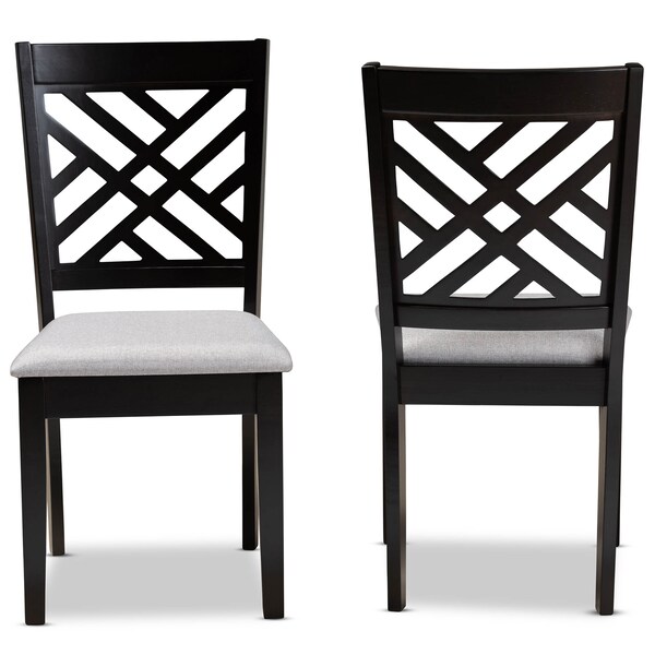 Baxton Studio Caron Grey Upholstered Espresso Wood 2-Piece Dining Chair Set - 162-10526