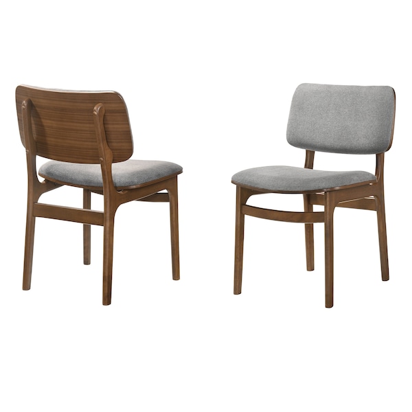 Armen Living Lima Gray Upholstered Wood Dining Chairs in Walnut Finish - Set of 2 - LCLMSIGRWA