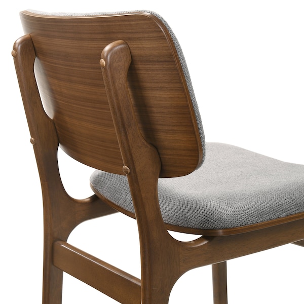 Armen Living Lima Gray Upholstered Wood Dining Chairs in Walnut Finish - Set of 2 - LCLMSIGRWA