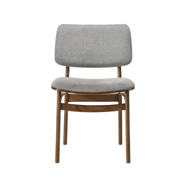 Armen Living Lima Gray Upholstered Wood Dining Chairs in Walnut Finish - Set of 2 - LCLMSIGRWA