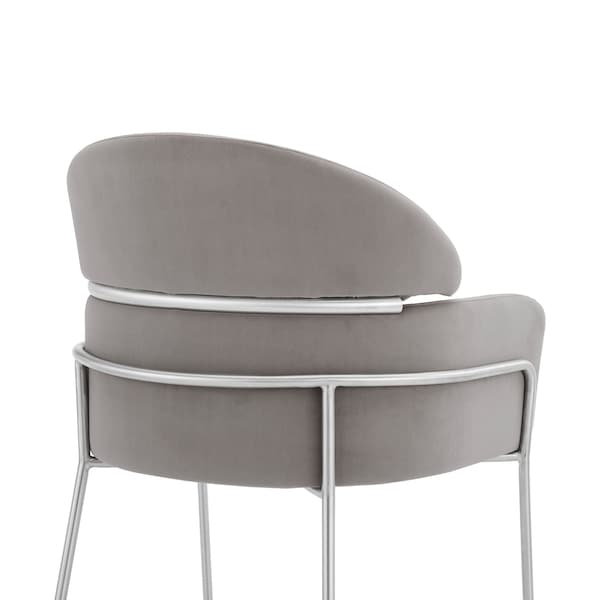 Armen Living Portia Gray Velvet and Brushed Stainless Steel Dining Room Chairs - Set of 2 - LCPTSIGREY