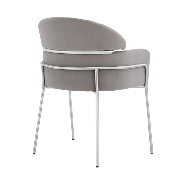 Armen Living Portia Gray Velvet and Brushed Stainless Steel Dining Room Chairs - Set of 2 - LCPTSIGREY