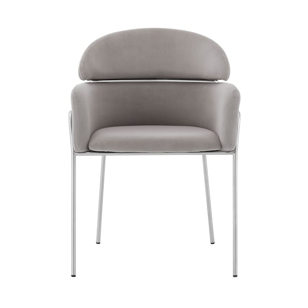 Armen Living Portia Gray Velvet and Brushed Stainless Steel Dining Room Chairs - Set of 2 - LCPTSIGREY