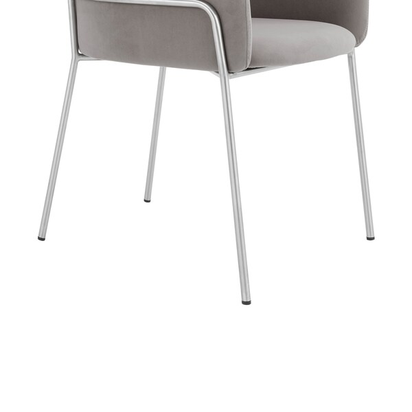 Armen Living Portia Gray Velvet and Brushed Stainless Steel Dining Room Chairs - Set of 2 - LCPTSIGREY