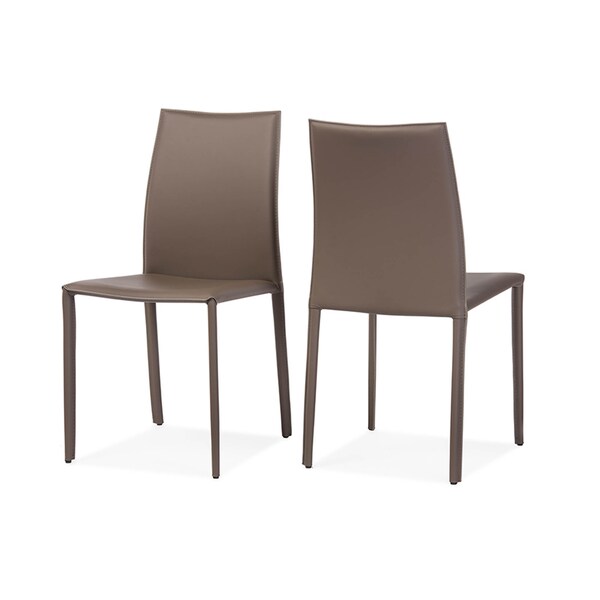 Baxton Studio Rockford Taupe Bonded Leather Upholstered Dining Chair, PK2 - 119-6659