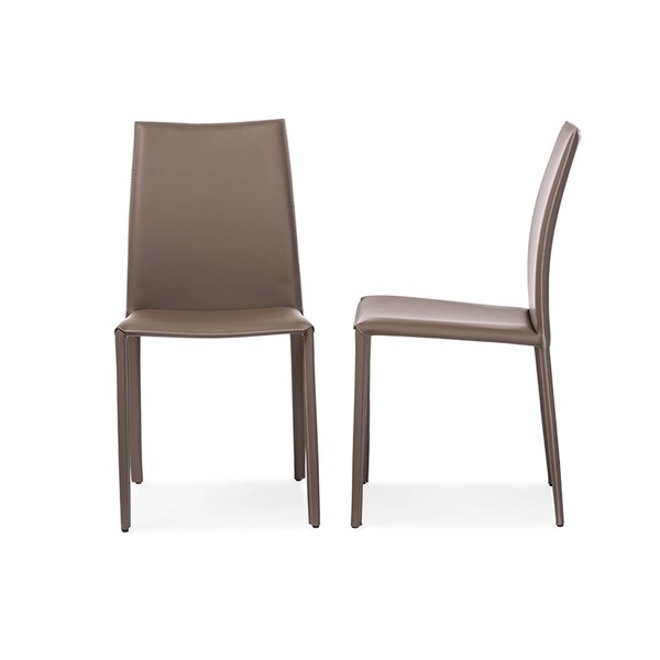 Baxton Studio Rockford Taupe Bonded Leather Upholstered Dining Chair, PK2 - 119-6659