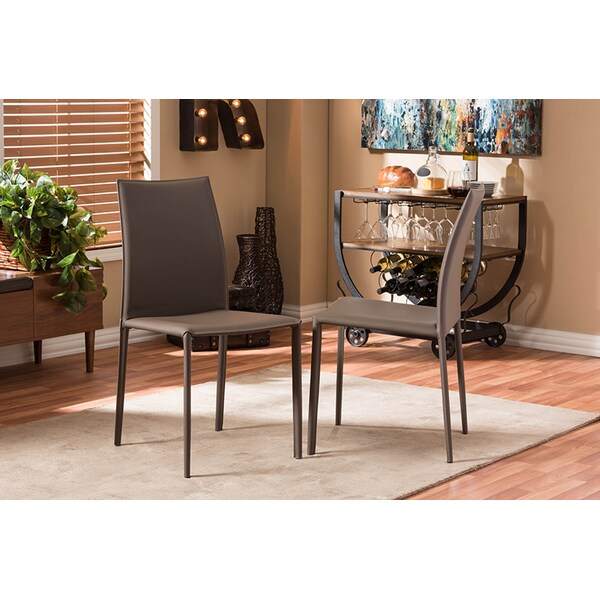 Baxton Studio Rockford Taupe Bonded Leather Upholstered Dining Chair, PK2 - 119-6659