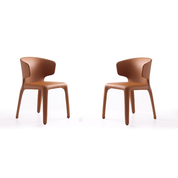 Manhattan Comfort Conrad Leather Dining Chair in Saddle (Set of 2) - DC031-SA