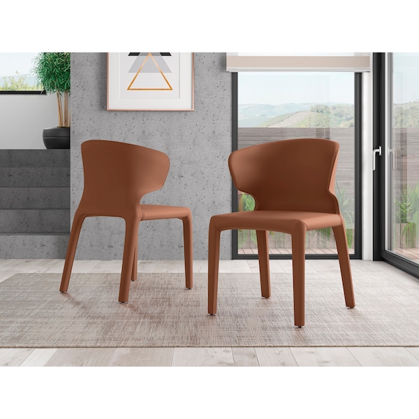 Manhattan Comfort Conrad Leather Dining Chair in Saddle (Set of 2) - DC031-SA