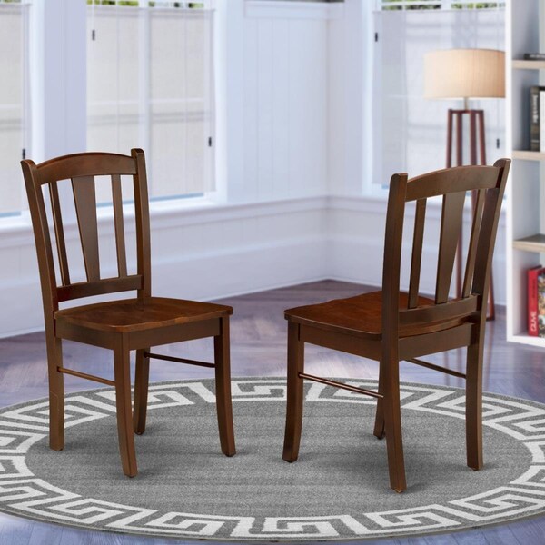 East West Furniture Dublin Dining Room Chair with Wood Seat - Mahogany - Set of 2 - DLC-MAH-W