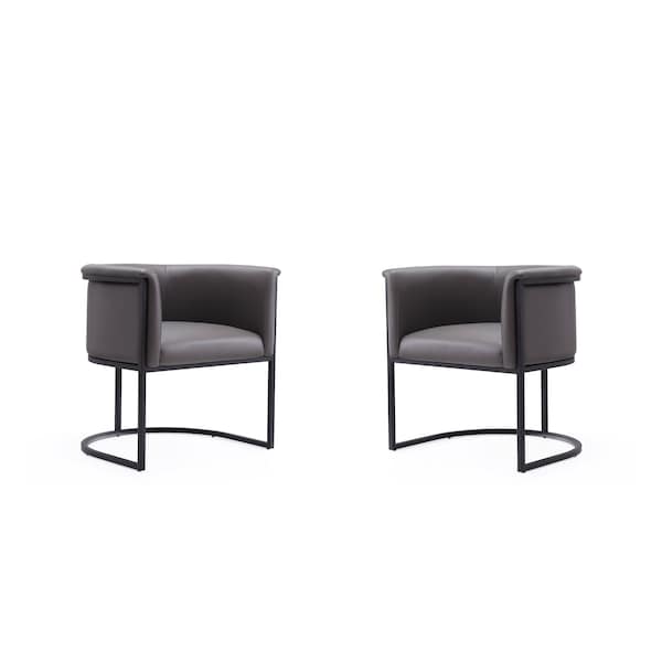 Manhattan Comfort Cosmopolitan Dining Chair in Pebble and Black Set of 2 - 2-DC044-PE