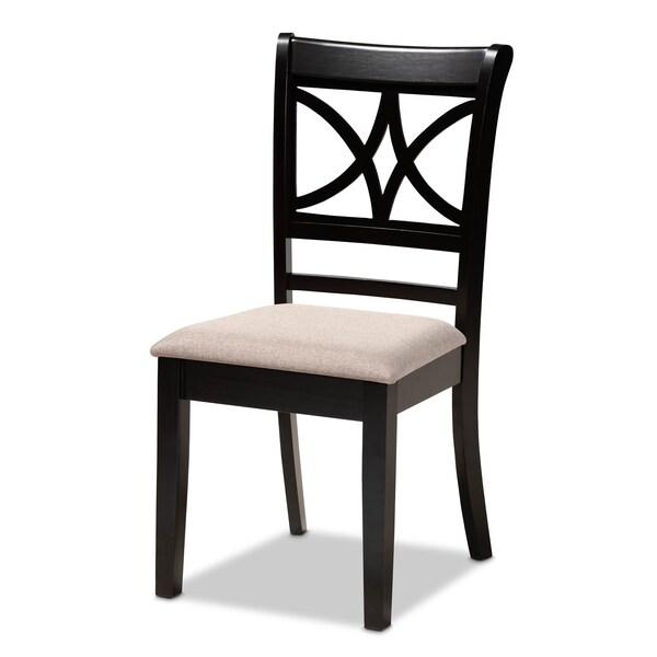 Baxton Studio Clarke Sand Upholstered and Espresso Wood 4-Piece Dining Chair Set - 166-10760