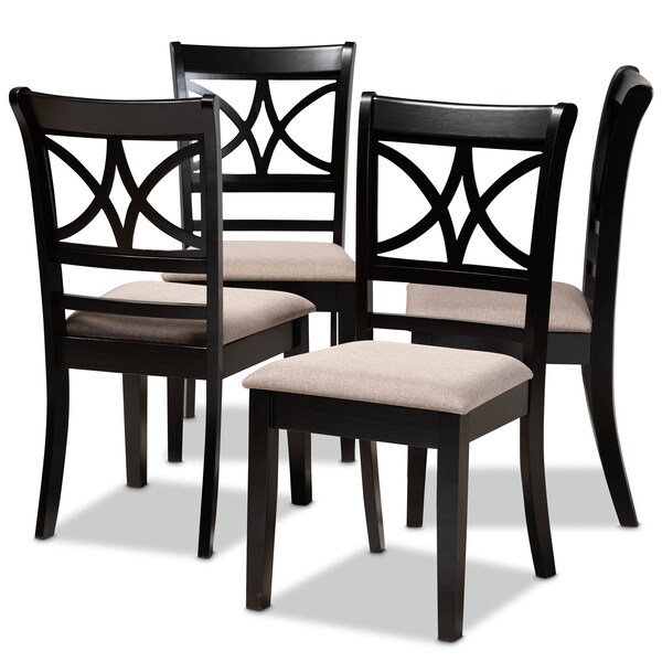 Baxton Studio Clarke Sand Upholstered and Espresso Wood 4-Piece Dining Chair Set - 166-10760
