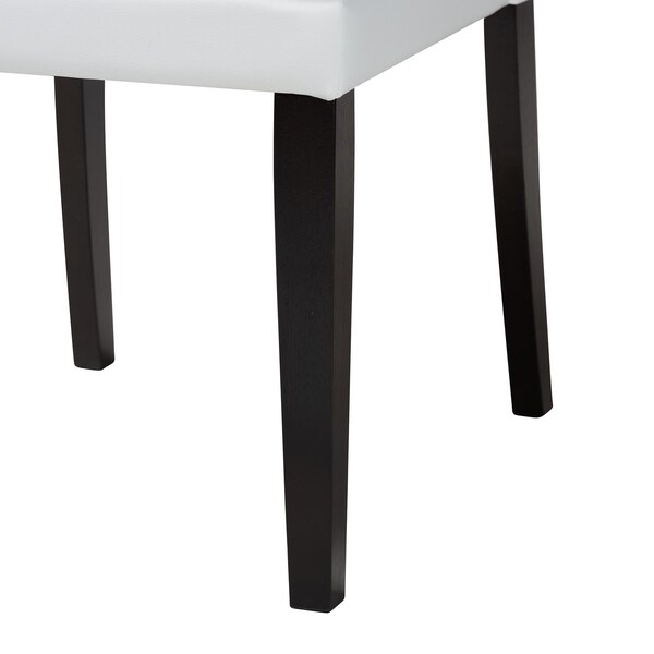 Baxton Studio White Faux Leather Button-Tufted Nail heads Trim Dining Chair, PR - 120-6601