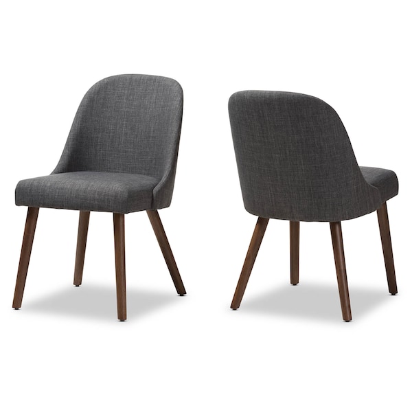 Baxton Studio Cody Dark Grey Upholstered Walnut Finished Wood Dining Chair, PK2 - 144-7942