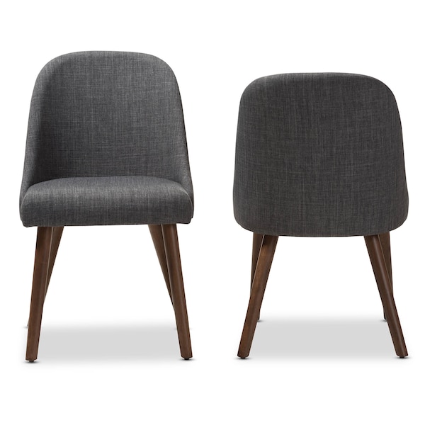 Baxton Studio Cody Dark Grey Upholstered Walnut Finished Wood Dining Chair, PK2 - 144-7942